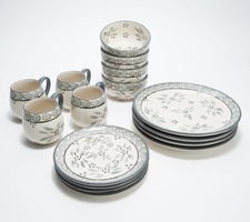 Temp-tations 16-Pc Essential Dinnerware Set, Plates, Mugs GRAY H221015