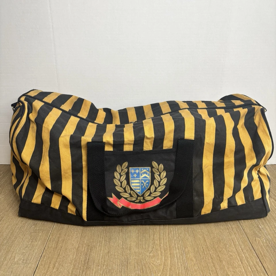 Винтажная спортивная сумка 1993 Avon в полоску с гербом графическая холщовая ночлег 25 дюймов | Y2K - Изображение 2 из 4