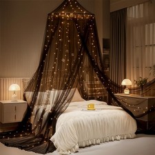Bed Canopy with Lights, Bed Canopy for Girls Princess with Luminous Stars, Ca...