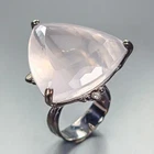 Jewellery 54 ct+ Natural Rose Quartz Ring 925 Sterling Silver Size 7 /R468665