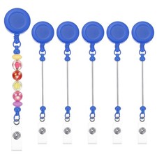 Beadable Badge Reels, 6 Pcs Retractable Clips Holder, Dark Blue