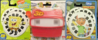 VIEW-MASTER 3D VIEWER COMES 1 REEL + HANDY MANNY & SPONGEBOB 3 REELS IN EACH