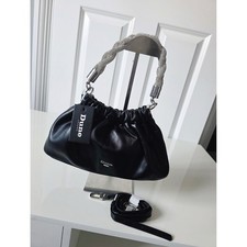 Dune London Black Faux Leather Ruched Clutch Bag with Sparkly Crystal RRP £95