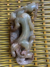 Excellent Large Chinese Natural Hetian Jade Hand Carved *Lee Dragon Bi* Statue