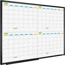 Magnetic 4-Month Dry Erase Calendar Whiteboard with Black Frame, 36x24 Inch