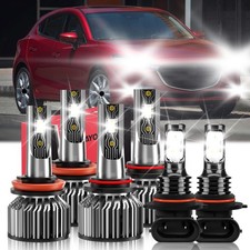 6pcs Led Headlight Combo Hilowfog Light Bulb 6500k White For Mazda 3 2010-2012