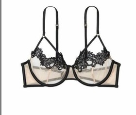 Victoria's Secret Luxe Lingerie Unlined Dragon Lace Balconette Bra Set Highwaist