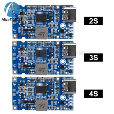 Type-C USB 2S 3S 4S BMS 4.5V-15V 18W 2A Li Li-ion Battery Charging Module