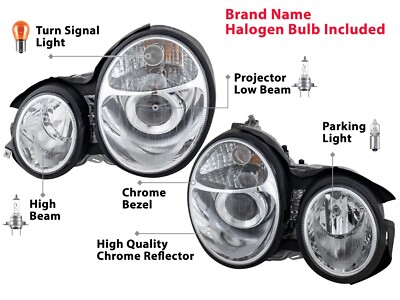 For 1996-1999 Mercedes Benz E320 E420 Projector Head Lamp Driver Passenger PAIR