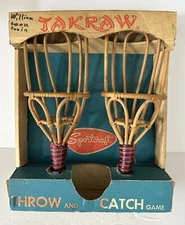 Bamboo Throw And Catch Vintage Sportcraft Takraw Wicker Game Original Box 16”