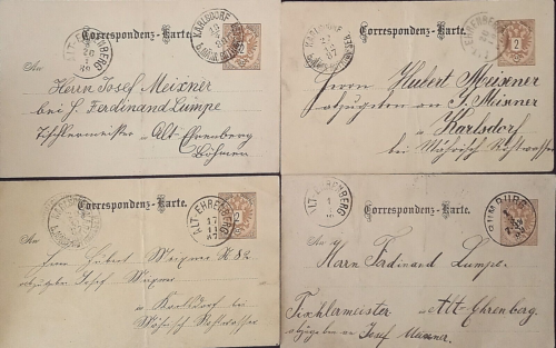 Austria, 1888-1890 4 K.U.K. Corresp cards F VF. - Picture 1 of 2
