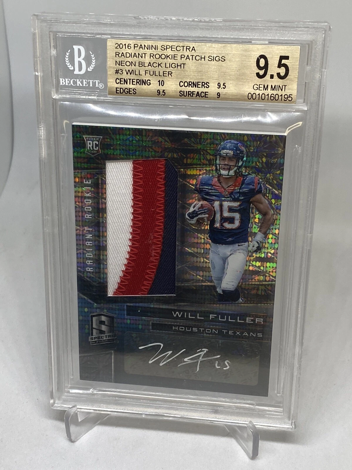 Will Fuller Panini Spectra Radiant Rookie Patch Signatures #WF Neon Black Light