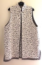 Eskandar Sz 2 35”l Amazing Royal White Boucle Woven Wool Silk Vest Tabard Coat