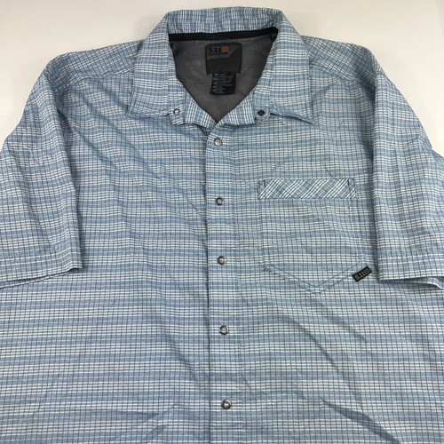 5.11 Tactical Mens Short Sleeve Snap Button Shirt Blue White Plaid Lightweight L - Picture 3 of 5