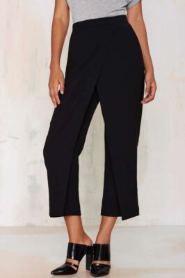 E.SSUE Nasty Gal Womens Double Up Layered Pants Crossed Overlay Pockets Trousers