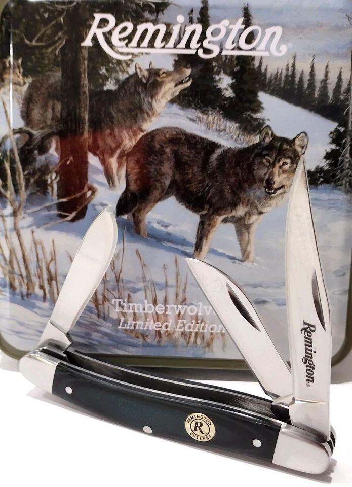 Remington Timber Wolves Gift Set Black/Green Micarta Handles Pocket Knife Knives - Image 2 of 4