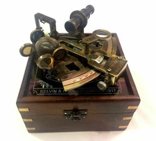 Kelvin n Hughes Nautical Sextant Antique German Patters Sextant with Wooden Box