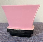 Vintage McCoy Art Pottery Pink Black Rectangle Footed Planter Vase