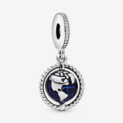 *BRAND NEW* Pandora 925 Sterling Silver Spinning Globe Dangle Charm  798021CZ