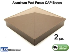 Aluminum Fence Post CAP 4 x 4 inches, Brown color,  2  pcs, Weather Resistant