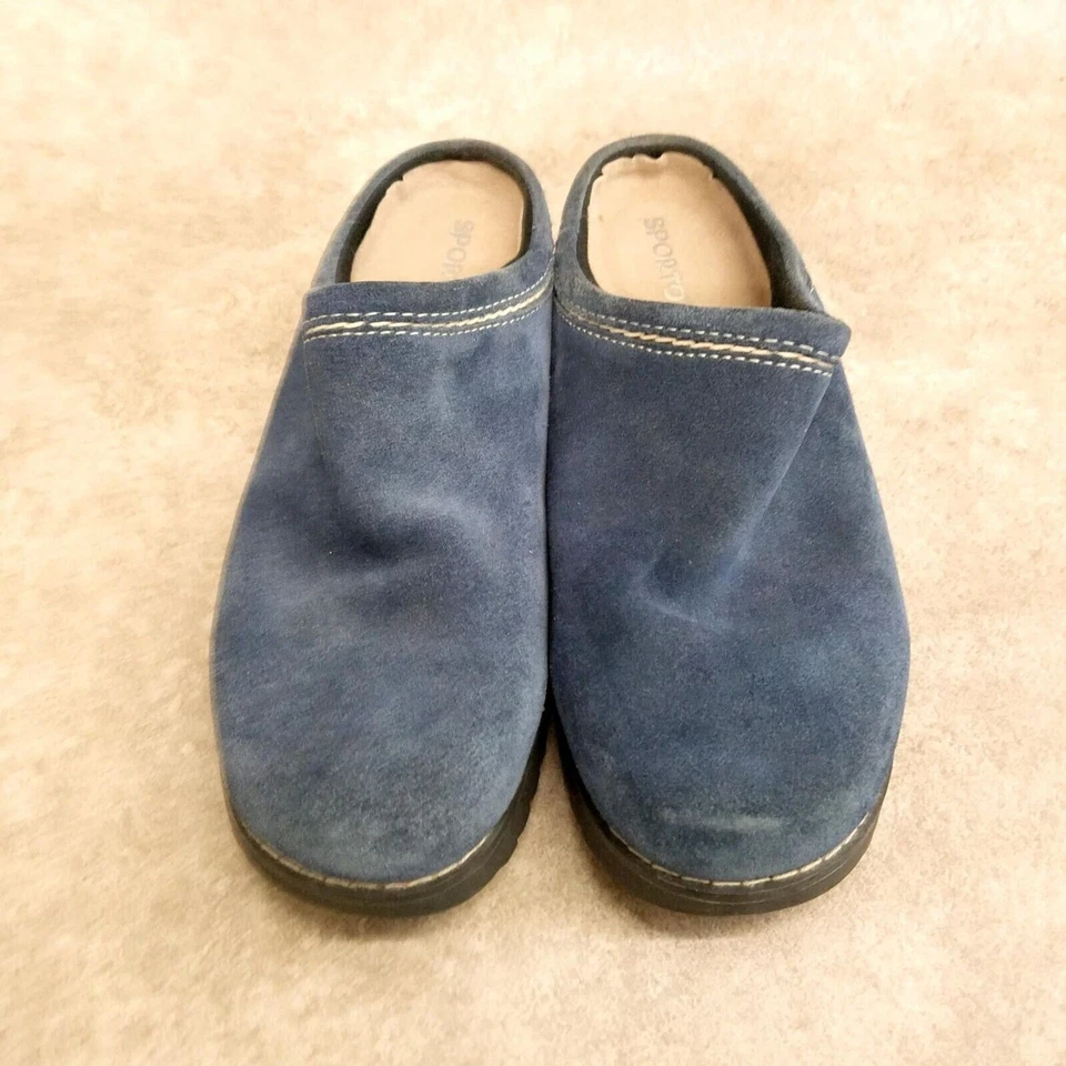Mocasín sin cordones Sporto para mujer talla 6 de cuero azul cómodo zueco mulas Foto 2 de 4