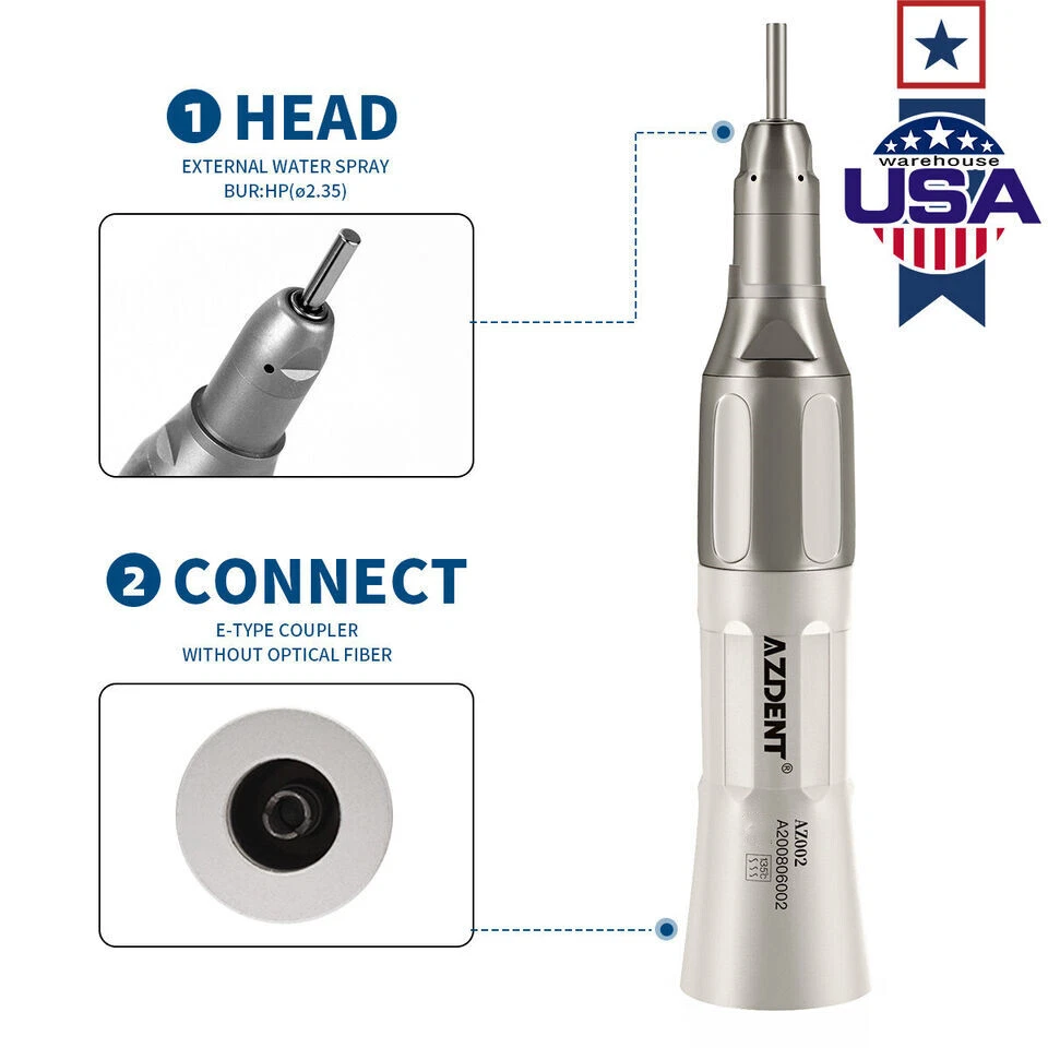 AZDENT Dental Lenta Baja Velocidad Pieza de Mano Recto Contraángulo Motor de Aire 4/2 Agujeros Foto 3 de 4