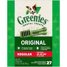 GREENIES Original Flavor Regular Size Dental Chews Treats for Dogs, 27 Oz. Pack