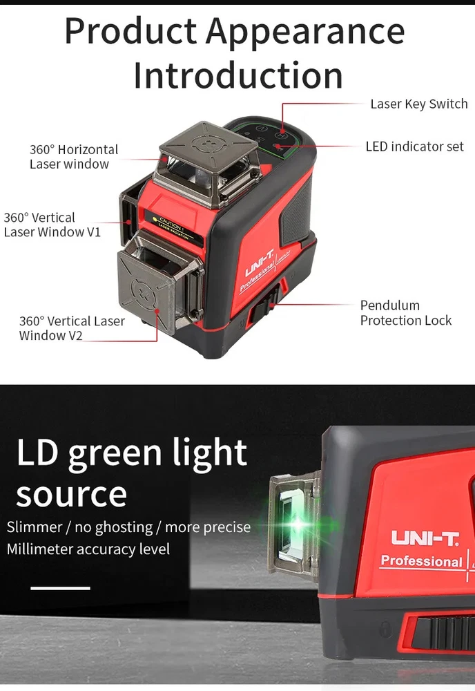 Laser Level 3D 12-Line Marker Auto Self-Leveling Remote Control Auxiliary Tools
