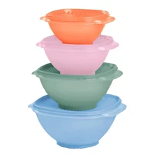 Tupperware® 8-piece Heritage Square Bowl Set Multicolor NIB