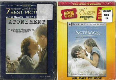 Romance DVD Lot of 2 The Notebook + Atonement Brand New Sealed