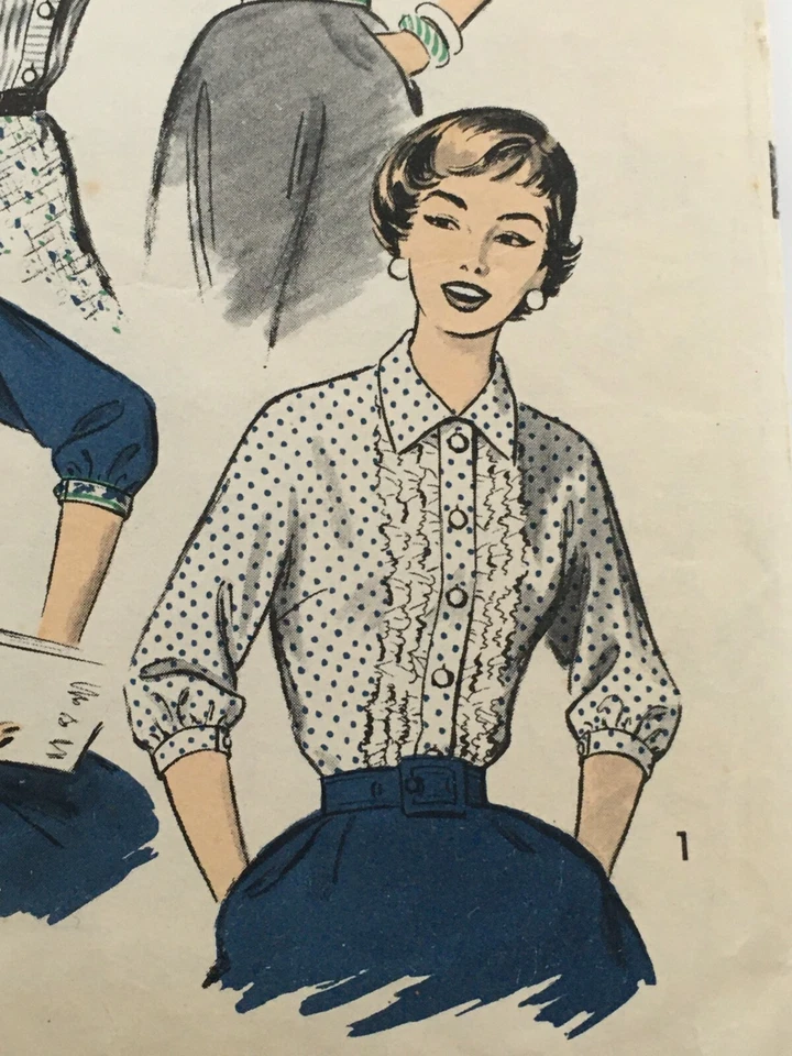 Advance Sewing Pattern 8053 Vintage 1950s Misses Blouses Size 12 Bust 32 1956 - Image 4 of 4