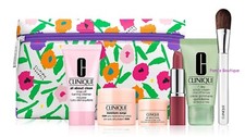 CLINIQUE 7pc GIFT SET w/Moisture Surge 100H, Love Pop Lipstick, Foundation Brush