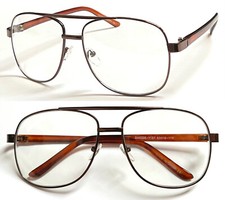 Fashion Eyewear UV400 Big Clear Lens Metal Double Bridge Frame Plastic Arms Y187