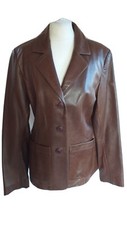 Lakeland Women's Dark Brown Size Uk 10 Short Fine Leather Blazer Jacket Nwot