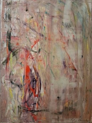 Sehr großes abstraktes expressionistisches Ölgemälde 40'' mal 30'' auf einer tiefen Leinwandkante