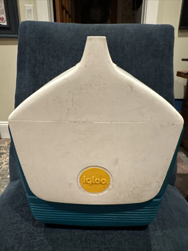 Enfriador retro Playmate by Igloo vintage verde azulado/blanco años 80-90 tapa pulsador Foto 4 de 4