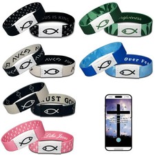 6Pcs Daily Bible Verse Bracelets, Jesus Christian Bracelet with NFC, Bible Ve...