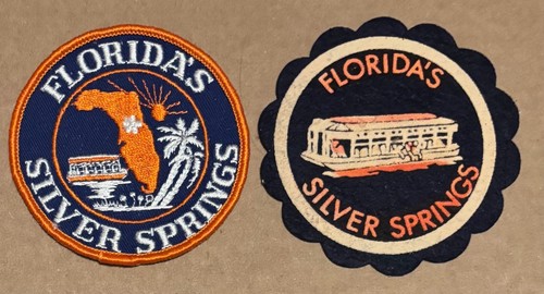 2 Vintage Silver Springs Florida Souvenir Patches