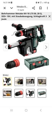 Metabo KH 18 LTX BL 28 Q Bohrhammer 18V SDS-plus 2x 4,0 Ah LI Power Set