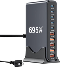 695W USB C Charger Block,10-Port USB C Gan Multiple Port Charging Station