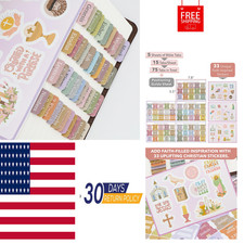Bible Tabs, 75 pcs, Large Print, Laminated with 33 Unique Stickers Bible Tabs