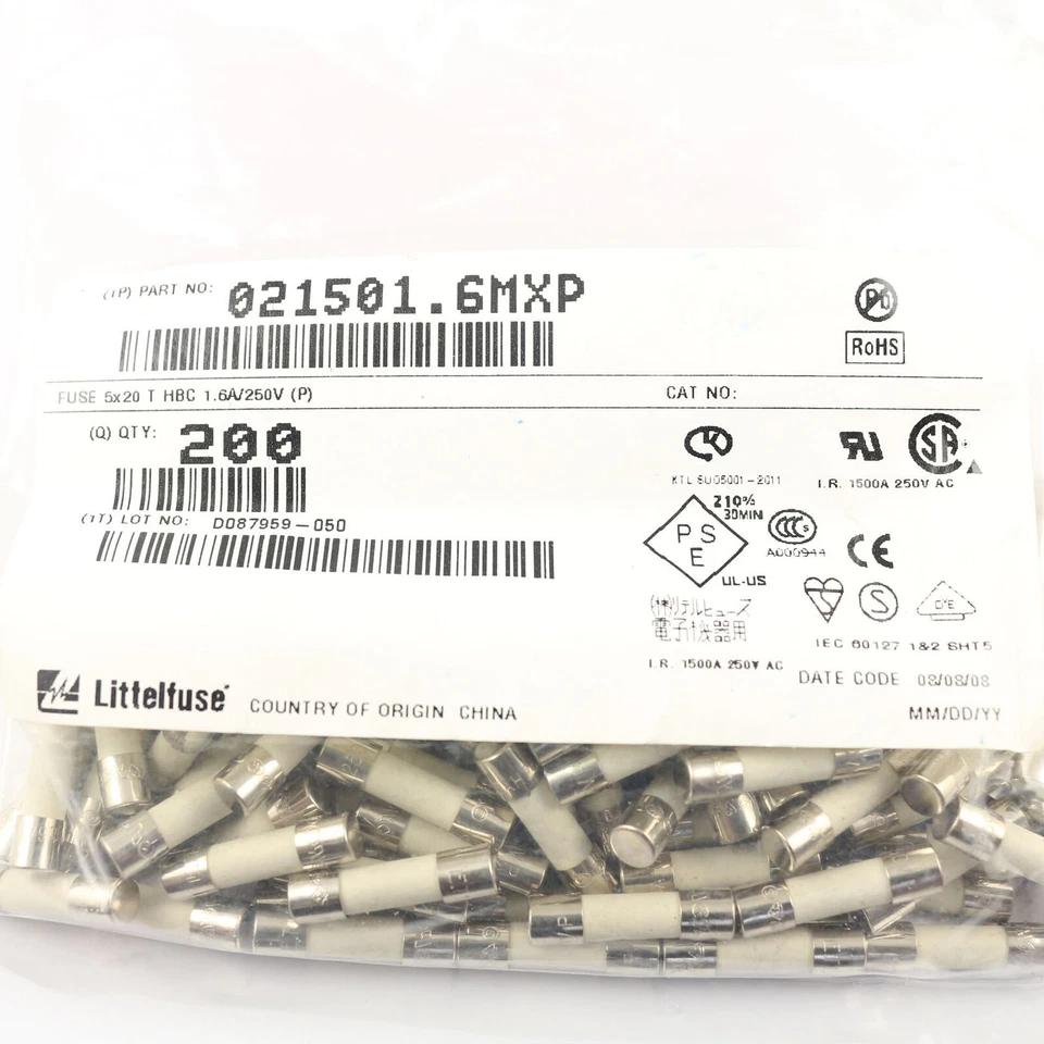 5x Littelfuse 5x20mm Slow Blow Keramiksicherung 250V T 1,6A 2A 3,15A 4A 6,3A 8A 12A - Bild 4 von 4