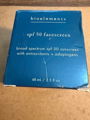 BIOELEMENTS SPF 50 FACESCREEN Sunscreen  2.3 oz Exp 09/2025 NIB Sealed Free Sh