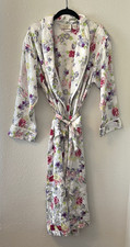 Vintage 90's Victoria's Secret Women's Robe Sz PS White Floral Missing Inner Tie