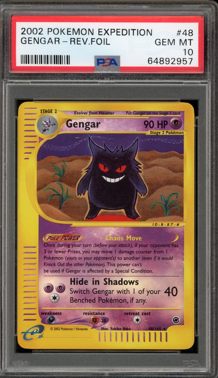 Pokemon Gengar Expedition Reverse Holo Rare #48 PSA 10 Gem Mint