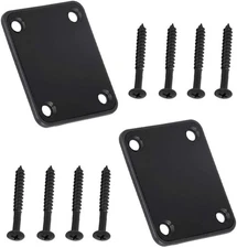 Jiayouy 2 Pack Guitar Neck Plate with Mounting Screws Metal Neckplate Black 