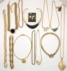 12 Vintage All Signed 80's & 90's Trifari Gold Tone Necklaces Chains Lot NA