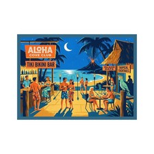 Tropical Hawaii Tiki Bar Travel Label, Exclusive Vintage Design 5" x 7"