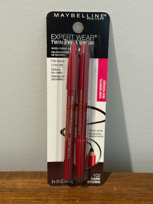 Maybelline Expert Wear Twin Eye & Brow Eyeliner, #102 Dark Brown, Wood Pencil