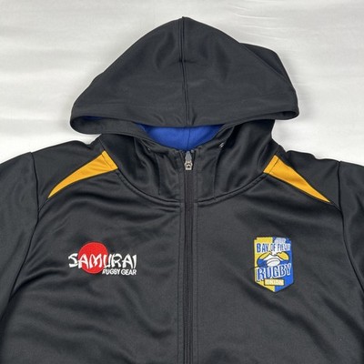 Bay Of Plenty Rugby Union Jacket Samurai Sz L New Zealand Black Full Zip Hooded